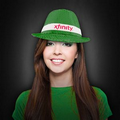 Green Sequin Fedora Hat- Imprintable Bands Available